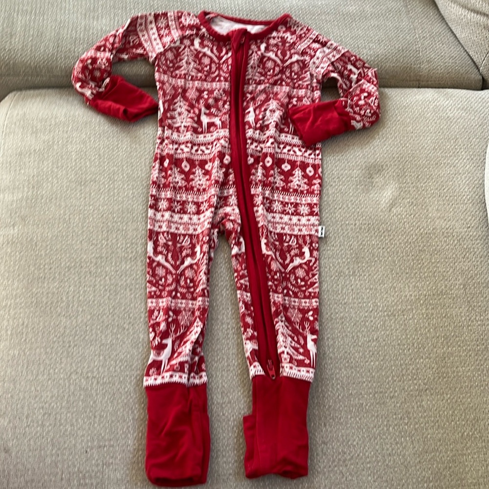Little Sleepies Christmas Red Fair Isle Zippy 0-3M
